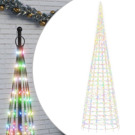 vidaXL Illuminazione Albero Natale su Pennone 3000LED Colorato 800cm