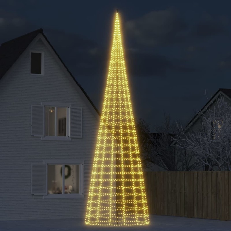 vidaXL Luce Albero di Natale su Pennone 3000LED Bianco Caldo 800cm vidaXL Luce Albero di Natale su Pennone 3000LED Bianco Caldo 800cm