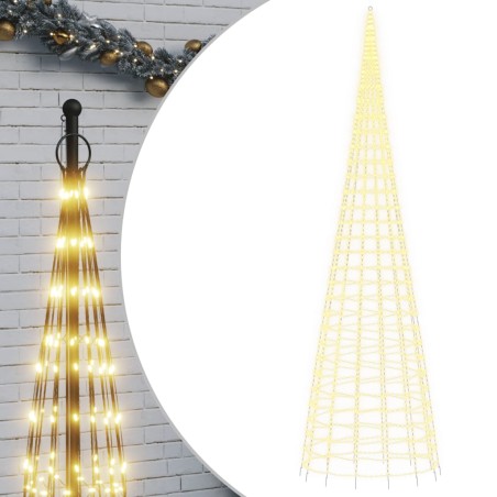 vidaXL Luce Albero di Natale su Pennone 3000LED Bianco Caldo 800cm