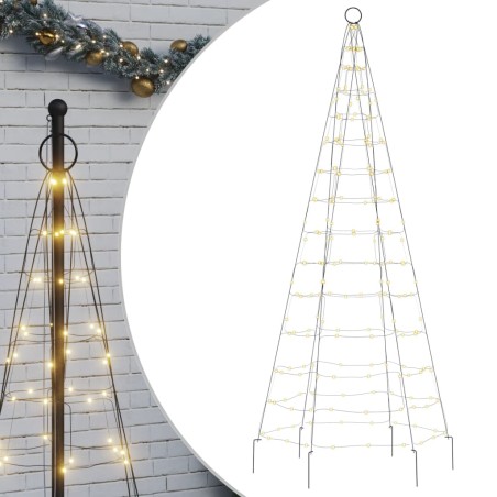 vidaXL Luce Albero di Natale su Pennone 200LED Bianco Caldo 180cm