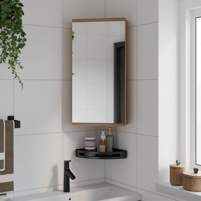 vidaXL Armadietto Angolare con Specchio da Bagno Rovere 30x24x60 cm vidaXL Armadietto Angolare con Specchio da Bagno Rovere 30x24x60 cm