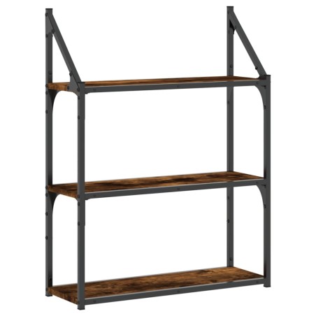 vidaXL Scaffale Parete 3 Ripiani Rovere Fumo 60x21x78,5 cm Multistrato