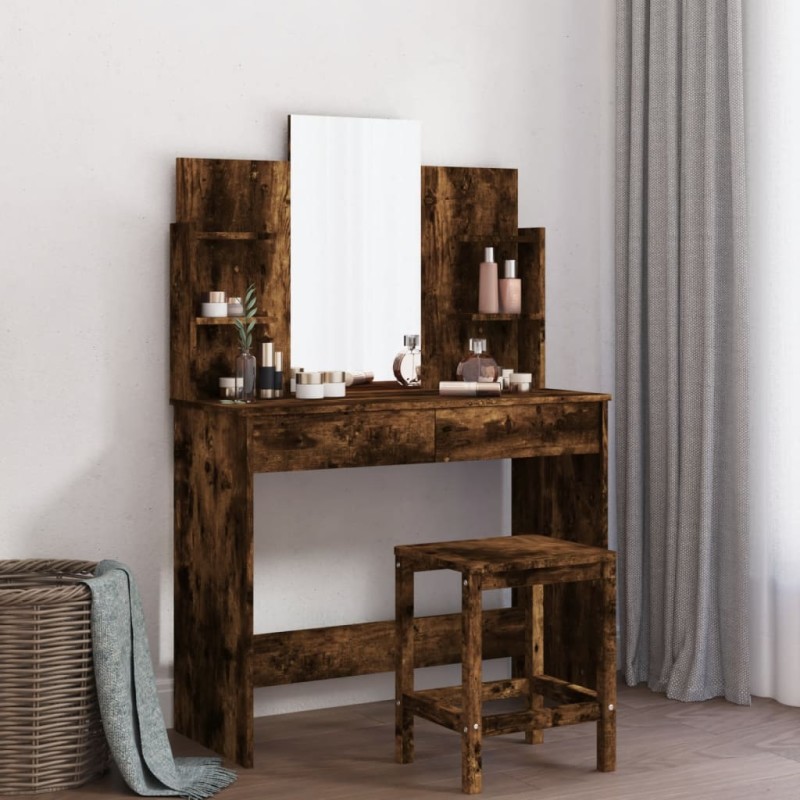 vidaXL Toeletta con Specchio Rovere Fumo 96x39x142 cm vidaXL Toeletta con Specchio Rovere Fumo 96x39x142 cm