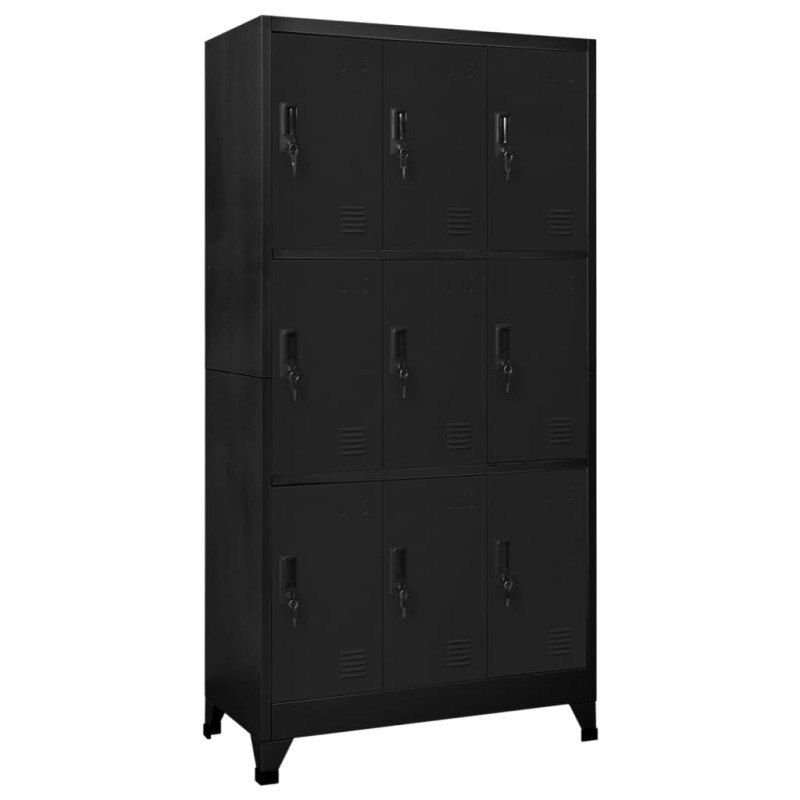 vidaXL Armadietto con Serratura Nero 90x45x180 cm in Acciaio vidaXL Armadietto con Serratura Nero 90x45x180 cm in Acciaio