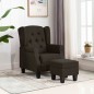 vidaXL Poltrona con Poggiapiedi Marrone Scuro in Tessuto vidaXL Poltrona con Poggiapiedi Marrone Scuro in Tessuto