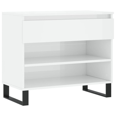 vidaXL Scarpiera Bianco Lucido 70x36x60 cm in Legno Multistrato