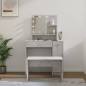 Set Tavolo da Toeletta Grigio Cemento con LED Legno Multistrato Set Tavolo da Toeletta Grigio Cemento con LED Legno Multistrato