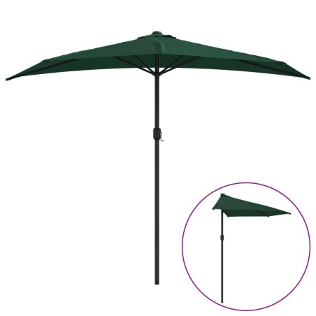 vidaXL Ombrellone da Balcone Palo in Alluminio Verde 270x144 cm a Metà