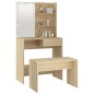 Set Tavolo da Toeletta con LED Rovere Sonoma Legno Multistrato Set Tavolo da Toeletta con LED Rovere Sonoma Legno Multistrato