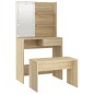 Set Tavolo da Toeletta con LED Rovere Sonoma Legno Multistrato Set Tavolo da Toeletta con LED Rovere Sonoma Legno Multistrato
