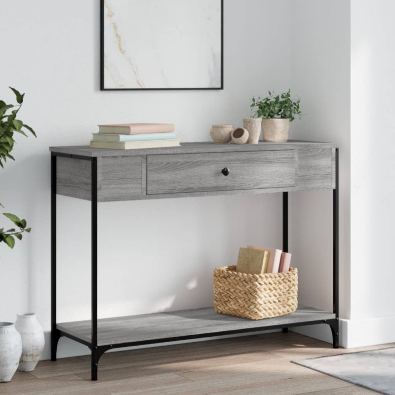vidaXL Tavolino Consolle Grigio Sonoma 100x34,5x75cm Legno Multistrato vidaXL Tavolino Consolle Grigio Sonoma 100x34,5x75cm Legno Multistrato