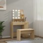 Set Tavolo da Toeletta con LED Rovere Sonoma Legno Multistrato Set Tavolo da Toeletta con LED Rovere Sonoma Legno Multistrato