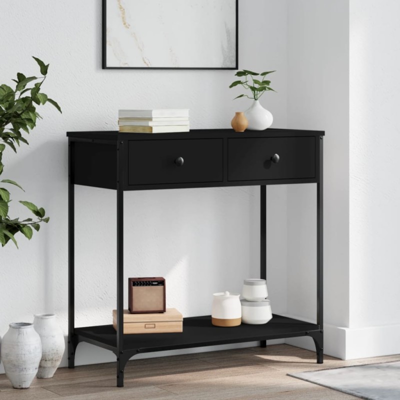 vidaXL Tavolino Consolle Nero 75x34,5x75 cm in Legno Multistrato vidaXL Tavolino Consolle Nero 75x34,5x75 cm in Legno Multistrato