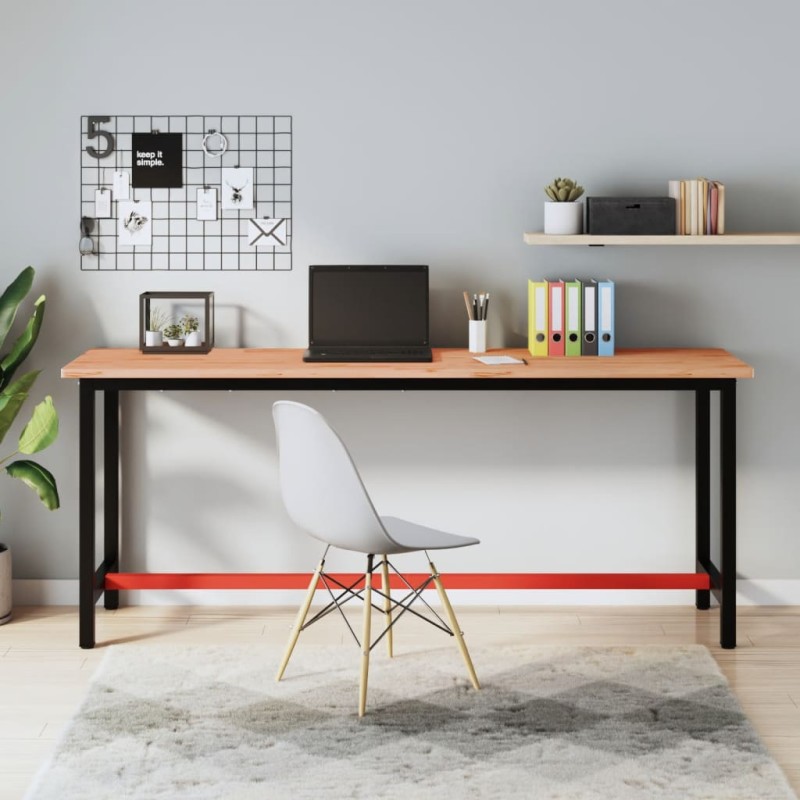vidaXL Banco da Lavoro 200x55x81,5 cm Legno Massello Faggio e Metallo vidaXL Banco da Lavoro 200x55x81,5 cm Legno Massello Faggio e Metallo