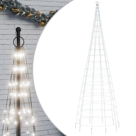 vidaXL Luce Albero di Natale su Pennone 550LED Bianco Freddo 300cm