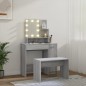 Set Tavolo da Toeletta con LED Grigio Sonoma Legno Multistrato Set Tavolo da Toeletta con LED Grigio Sonoma Legno Multistrato