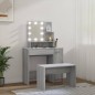 Set Tavolo da Toeletta con LED Grigio Sonoma Legno Multistrato Set Tavolo da Toeletta con LED Grigio Sonoma Legno Multistrato