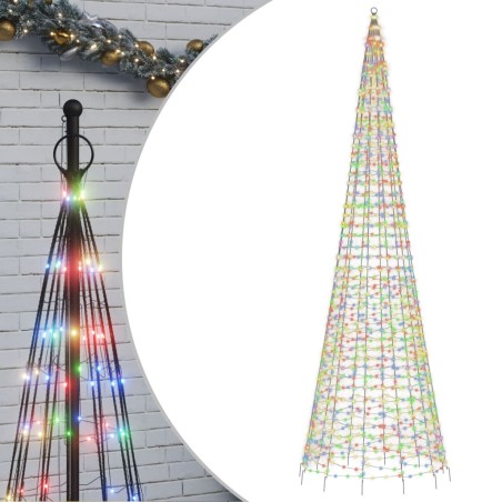 vidaXL Illuminazione Albero Natale su Pennone 1534LED Colorato 500cm