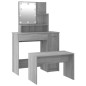 Set Tavolo da Toeletta con LED Grigio Sonoma Legno Multistrato Set Tavolo da Toeletta con LED Grigio Sonoma Legno Multistrato