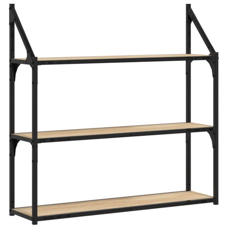 vidaXL Scaffale Parete 3Ripiani Rovere Sonoma 80x21x78,5cm Multistrato