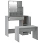 Set Tavolo da Toeletta con LED Grigio Sonoma Legno Multistrato Set Tavolo da Toeletta con LED Grigio Sonoma Legno Multistrato