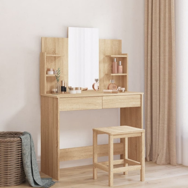 vidaXL Toeletta con Specchio Rovere Sonoma 96x39x142 cm vidaXL Toeletta con Specchio Rovere Sonoma 96x39x142 cm