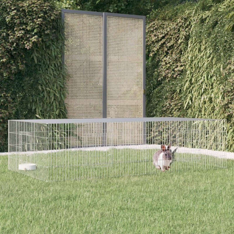 vidaXL Conigliera con 2 Pannelli 220x110x55 cm Ferro Zincato