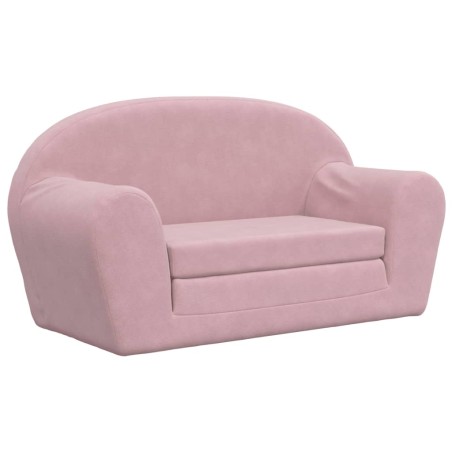 vidaXL Divano Letto per Bambini 2 Posti Rosa in Morbido Peluche
