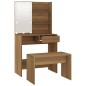 vidaXL Set Tavolo da Toeletta con LED Rovere Marrone Legno Multistrato