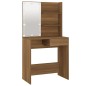 vidaXL Set Tavolo da Toeletta con LED Rovere Marrone Legno Multistrato