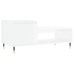 vidaXL Tavolino da Salotto Bianco Lucido 100x50x45cm Legno Multistrato
