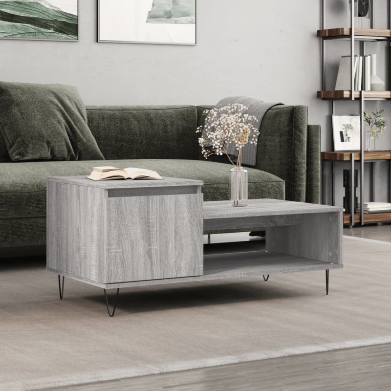 vidaXL Tavolino da Salotto grigio sonoma 100x50x45cm Legno Multistrato
