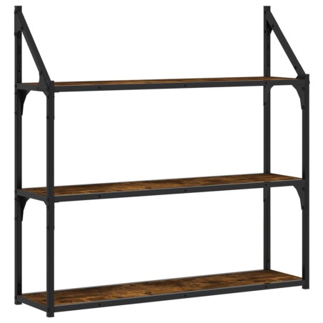vidaXL Scaffale Parete 3 Ripiani Rovere Fumo 80x21x78,5 cm Multistrato