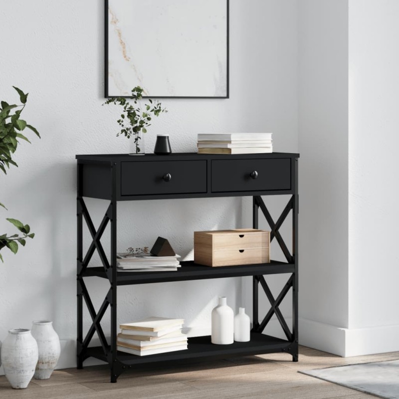vidaXL Tavolino Consolle Nero 75x28x75 cm in Legno Multistrato vidaXL Tavolino Consolle Nero 75x28x75 cm in Legno Multistrato