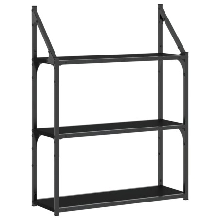 vidaXL Scaffale a Parete 3 Ripiani Nero 60x21x78,5cm Legno Multistrato