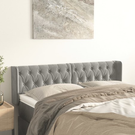 vidaXL Testiera ad Orecchio Grigio Chiaro 147x16x78/88 cm in Velluto