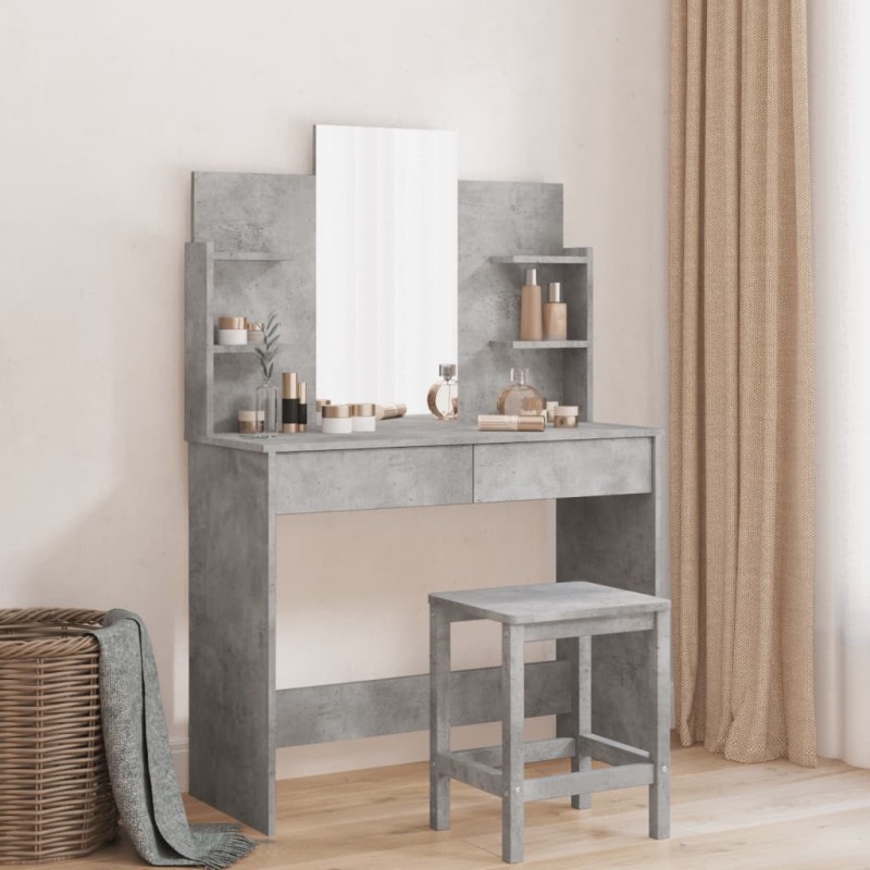 vidaXL Toeletta con Specchio Grigio Cemento 96x39x142 cm vidaXL Toeletta con Specchio Grigio Cemento 96x39x142 cm