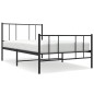 vidaXL Giroletto con Testiera e Pediera Metallo Nero 90x200 cm vidaXL Giroletto con Testiera e Pediera Metallo Nero 90x200 cm