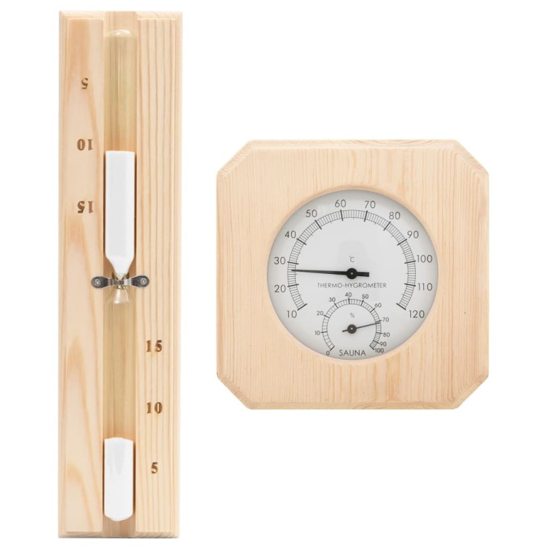 Set Timer Igrotermografo e Clessidra Sauna 2 in 1 Massello Pino Set Timer Igrotermografo e Clessidra Sauna 2 in 1 Massello Pino