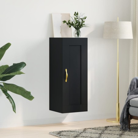 vidaXL Mobile a Parete Nero 34,5x34x90 cm in Legno Multistrato