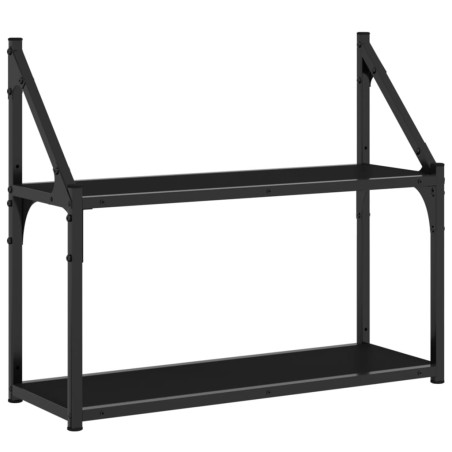 vidaXL Scaffale a Parete 2 Ripiani Nero 60x21x51 cm Legno Multistrato