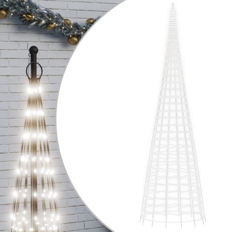 vidaXL Luce Albero di Natale su Pennone 3000LED Bianco Freddo 800cm