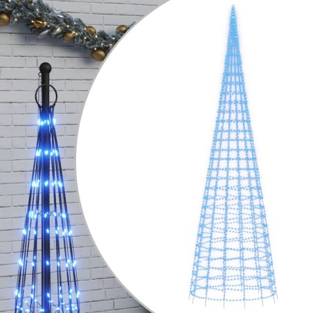 vidaXL Illuminazione Albero di Natale su Pennone 3000LED Blu 800cm