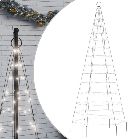 vidaXL Luce Albero di Natale su Pennone 200LED Bianco Freddo 180cm