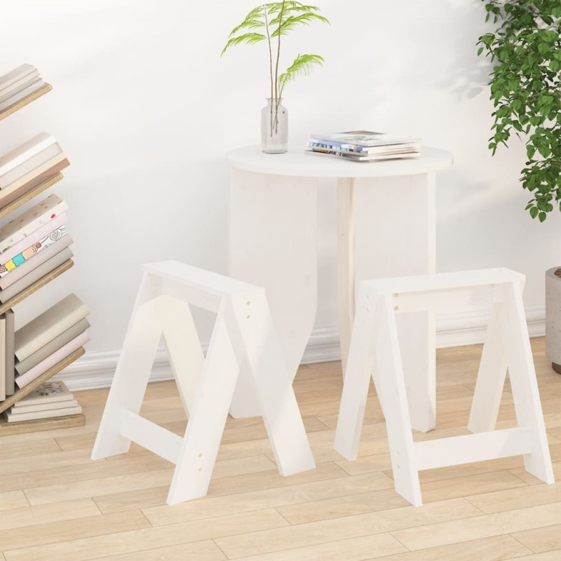 Sgabelli 2 pz Bianchi 40x40x45 cm in Legno Massello di Pino Sgabelli 2 pz Bianchi 40x40x45 cm in Legno Massello di Pino