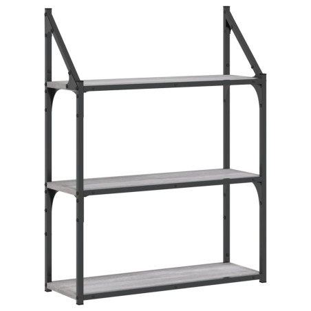 vidaXL Scaffale Parete 3Ripiani Grigio Sonoma 60x21x78,5cm Multistrato