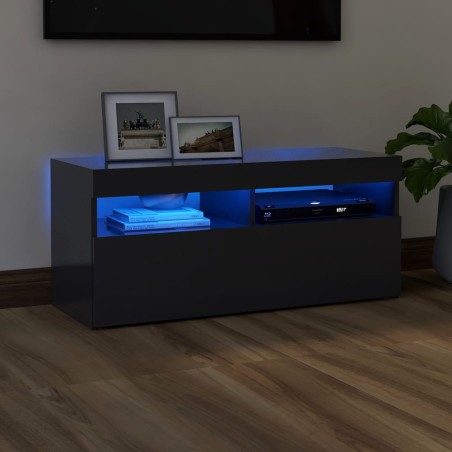 vidaXL Mobile Porta TV con Luci LED Nero 90x35x40 cm