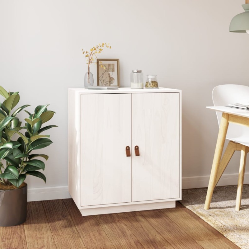 Credenza Bianca 65,5x40x75 cm in Legno Massello di Pino Credenza Bianca 65,5x40x75 cm in Legno Massello di Pino