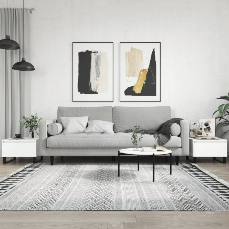 vidaXL Tavolini da Salotto 2pz Bianchi 50x46x35cm in Legno Multistrato