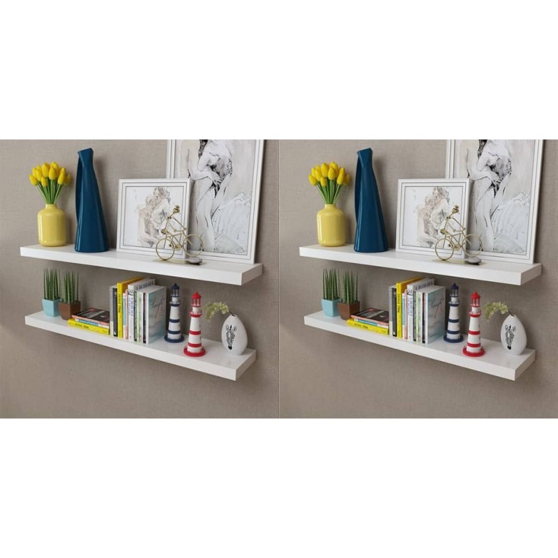 vidaXL Mensole a Parete 4 pz Bianche 100 cm vidaXL Mensole a Parete 4 pz Bianche 100 cm